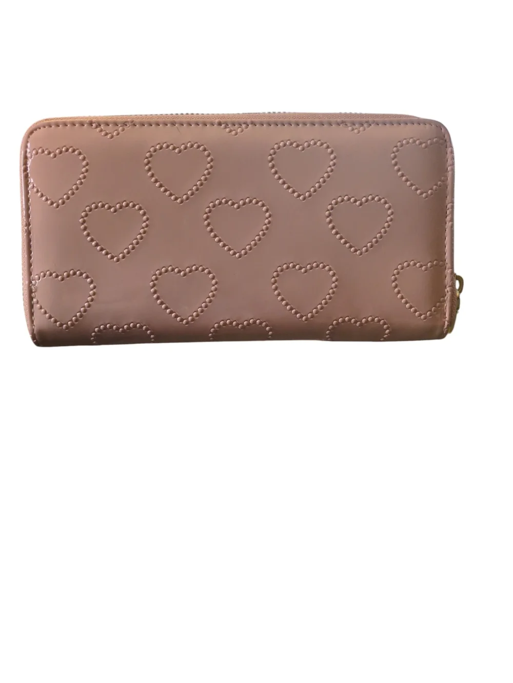 Betsey Johnson Pink Heart-Embossed Zip Wallet